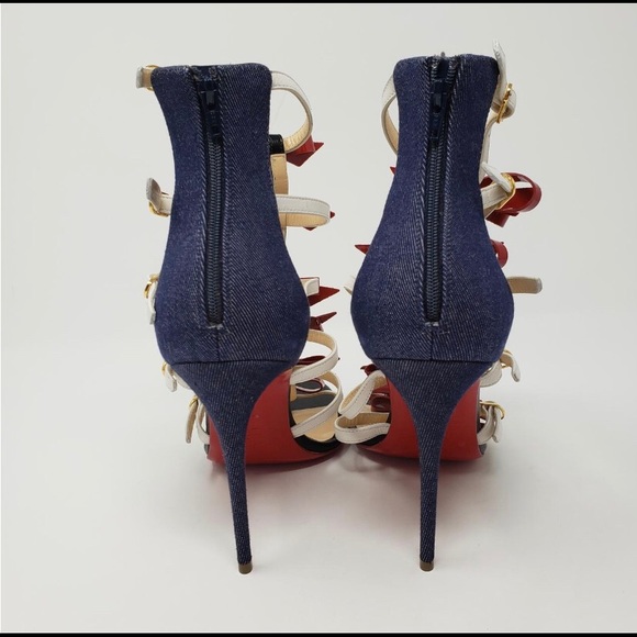 CHRISTIAN RED MULTICOLOR DENIM GIRLSTRAPPI SANDALS - Picture 6 of 8